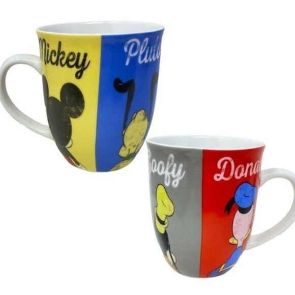 1 Mickey Mouse 90 Years The One & Only Mug Donald Pluto Goofy Replacement Yellow - Picture 1 of 9